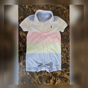 Ralph Lauren Kids Polo Striped Cotton Jersey Rugby Shortall - 9M